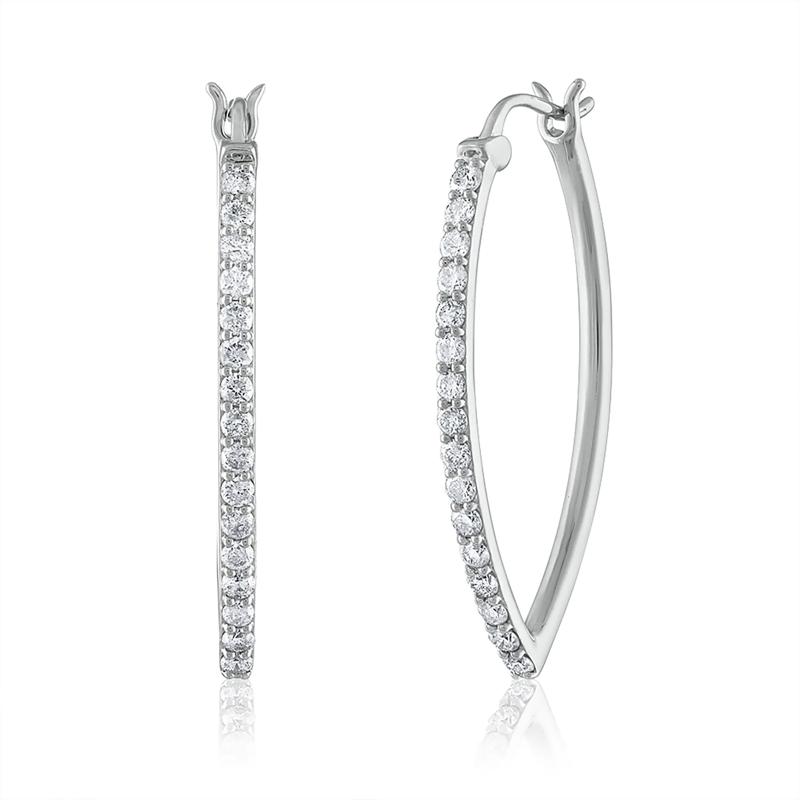 Diamond Hoop Earrings in 10K White Gold &#40;1 ct. tw.&#41; – Image 1 of 1