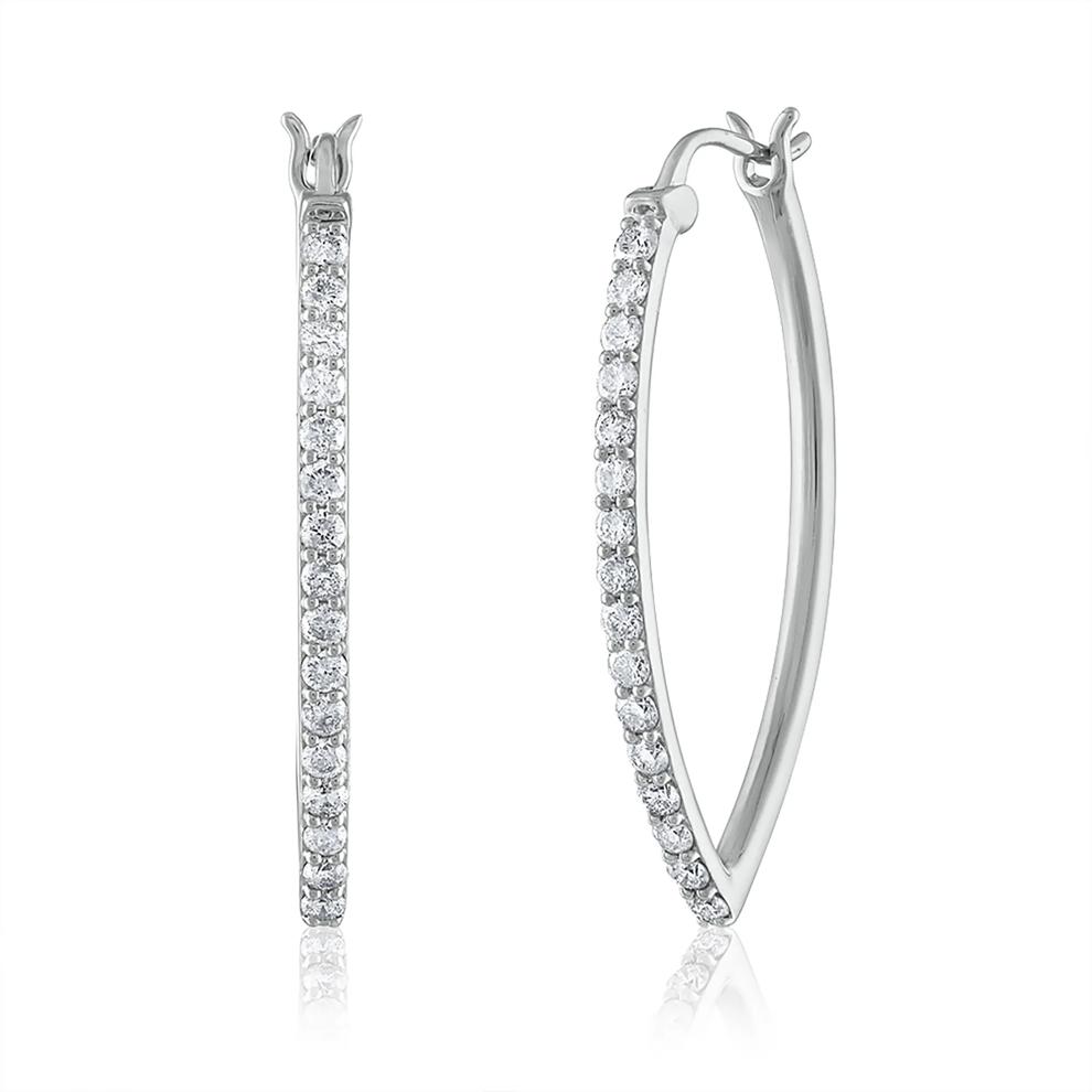 Diamond Hoop Earrings in 10K White Gold (1 ct. tw.) – Image 1 of 1