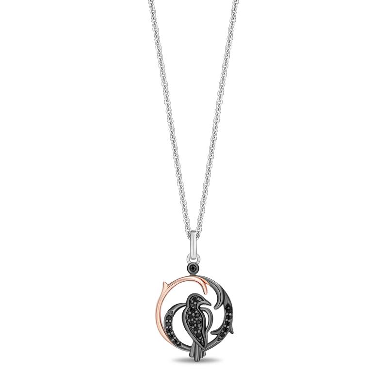 Maleficent Raven Black Diamond Pendant in Sterling Silver and 10K Rose Gold &#40;1/8 ct. tw.&#41; – Image 1 of 3