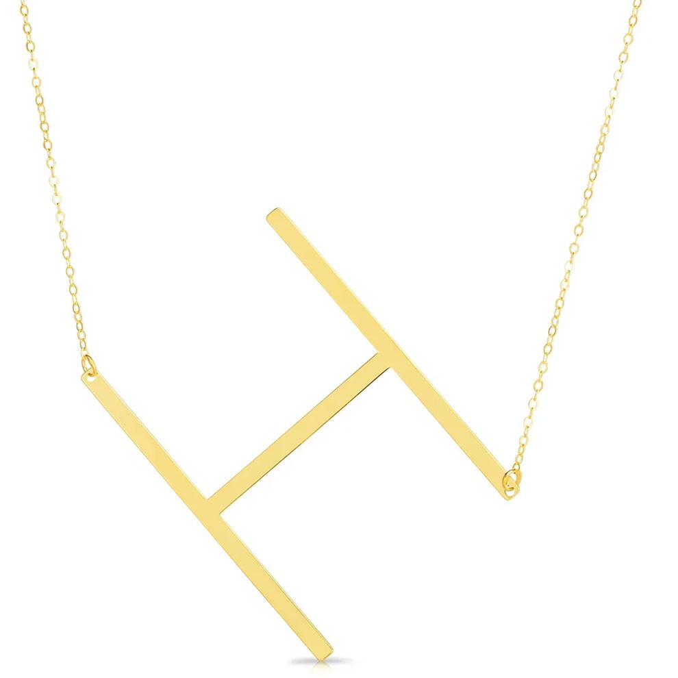 "H" Initial Necklace in 14K Yellow Gold – Image 1 of 3