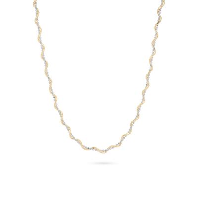 Double Row Beaded Chain in 10K Yellow & White Gold, 18"
