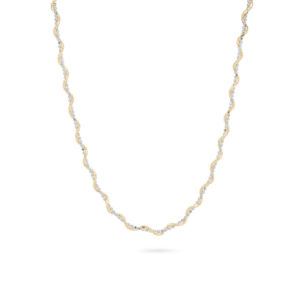 Double Row Beaded Chain in 10K Yellow &amp; White Gold, 18" – Image 1 of 4