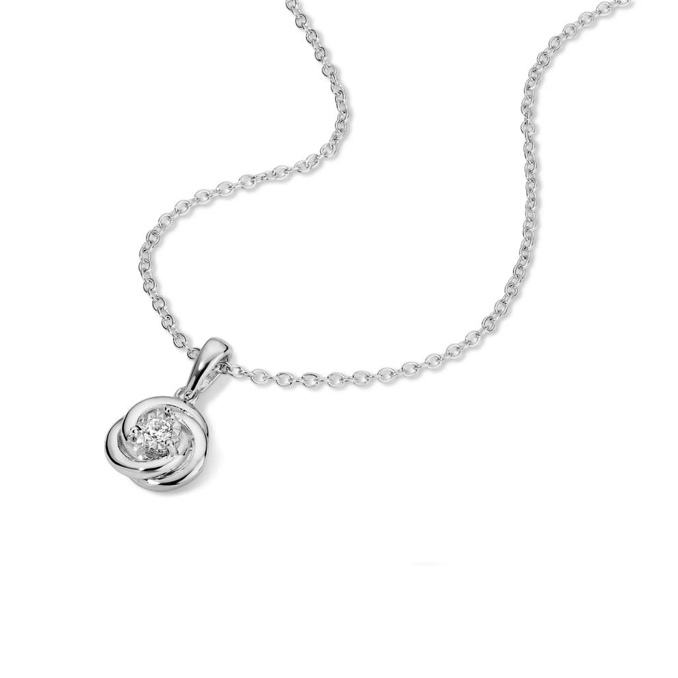 Diamond Accent Rosette Pendant Necklace in Sterling Silver – Image 2 of 4