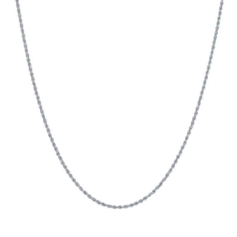 Solid Glitter Rope Chain in 14K White Gold, 1.35MM, 18&quot; – Image 1 of 2