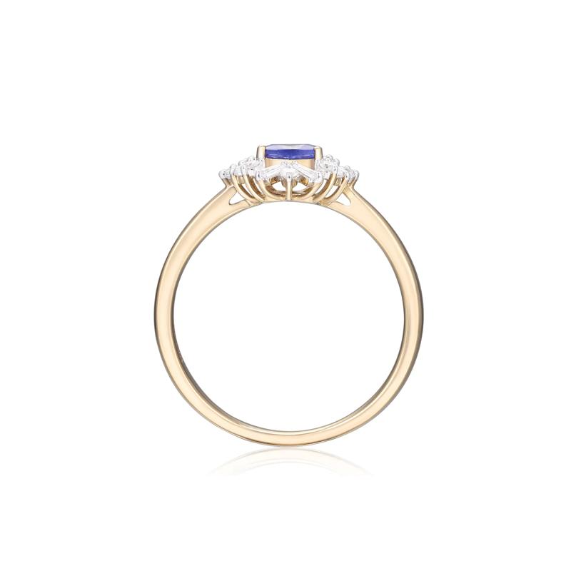 Tanzanite and Diamond Ring in 10K Yellow Gold &#40;1/4 ct. tw.&#41; – Image 2 of 3