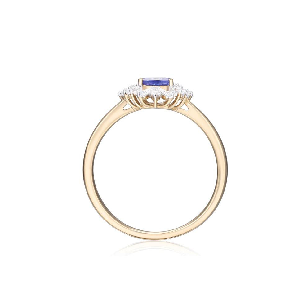 Tanzanite and Diamond Ring in 10K Yellow Gold (1/4 ct. tw.) – Image 2 of 3