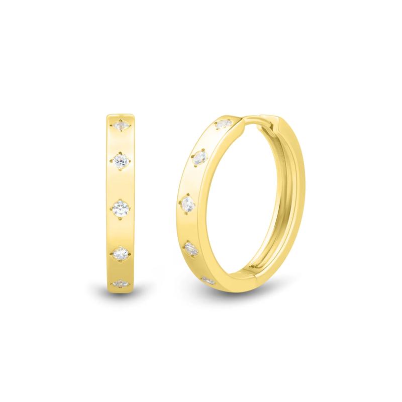 Lab Grown Diamond Five-Stone Hoop Earrings in Vermeil, 20MM &#40;1/4 ct. tw.&#41; – Image 2 of 4
