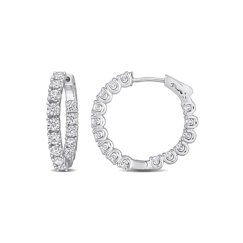 Moissanite Hoop Earrings with U Prongs in Sterling Silver (3 ct. dew) – Image 1 of 3