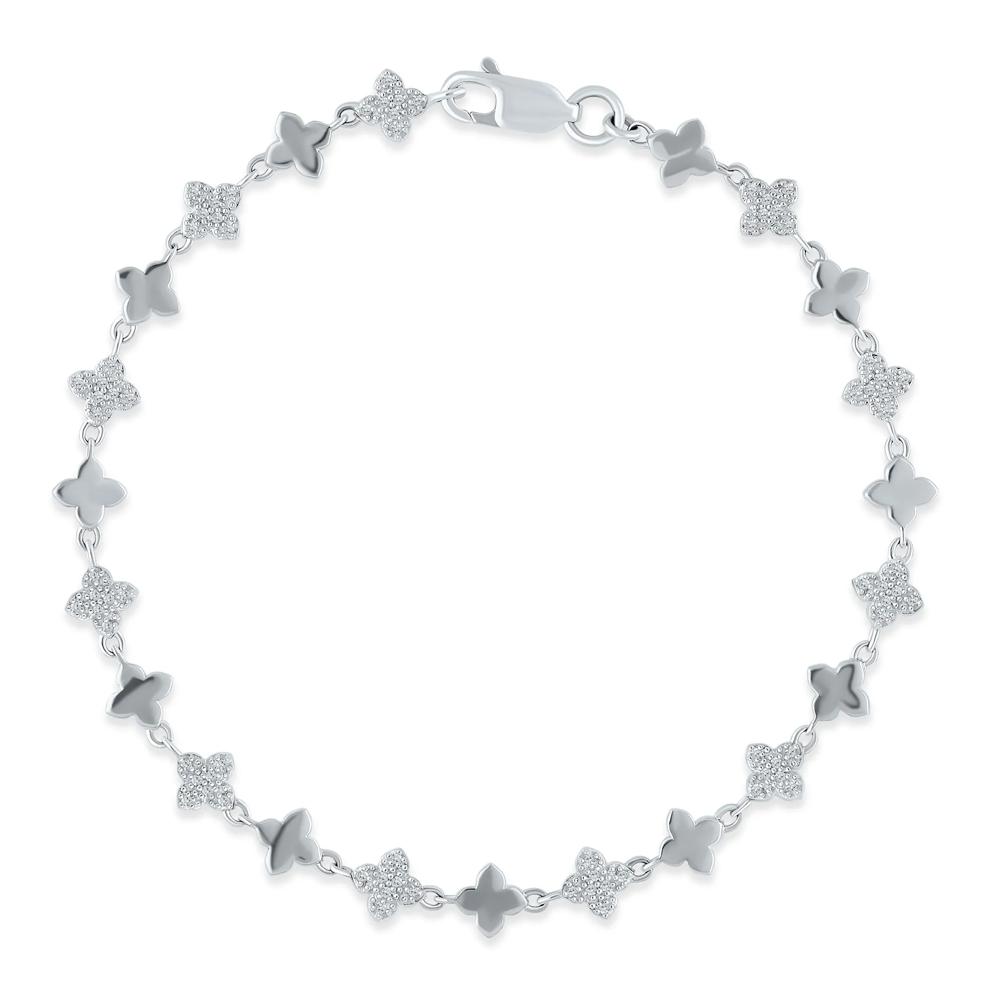 Diamond Clover Line Bracelet in Sterling Silver (1/5 ct. tw.) – Image 1 of 1