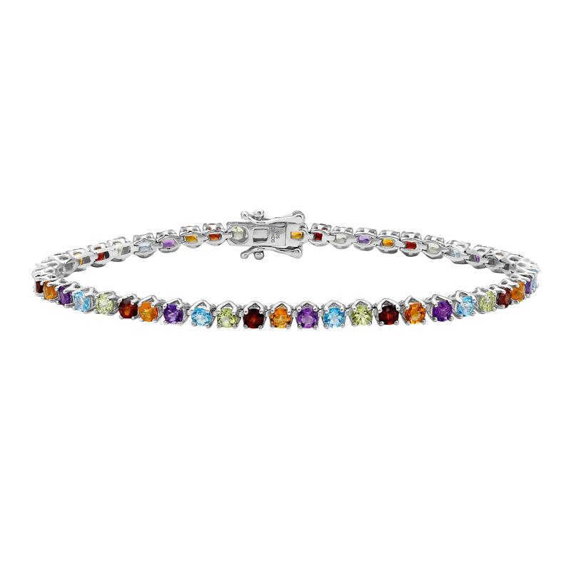 Multi-Gemstone Bracelet in Sterling Silver – Image 1 of 2