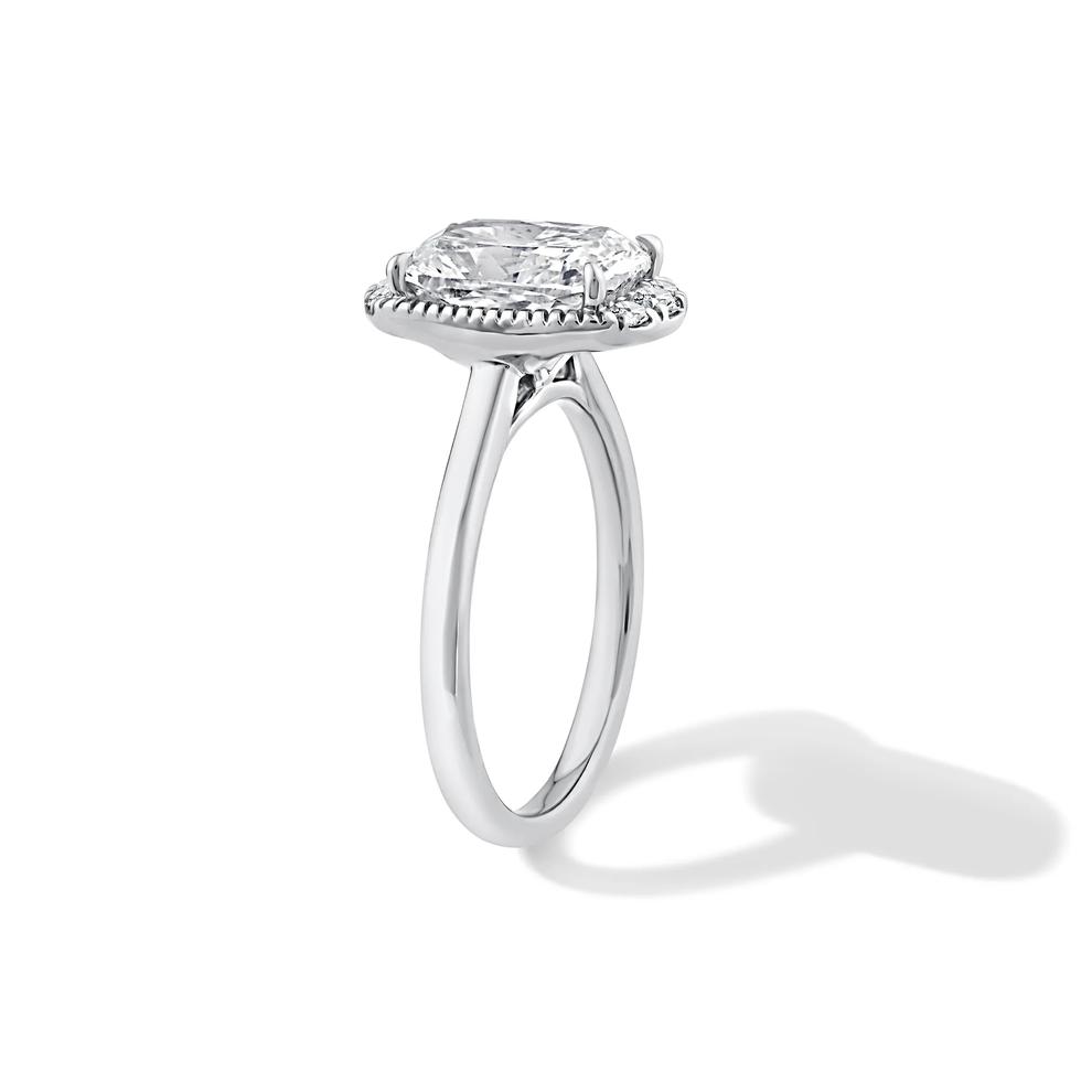Lab Grown Diamond Elongated Cushion Halo Engagement Ring in 14K White Gold (3 1/7 ct. tw.) – Image 3 of 4