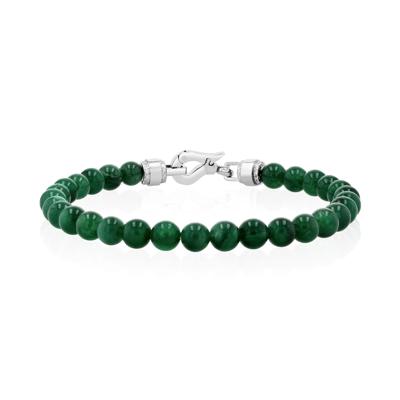 Men's Jade Bead Bracelet in Stainless Steel