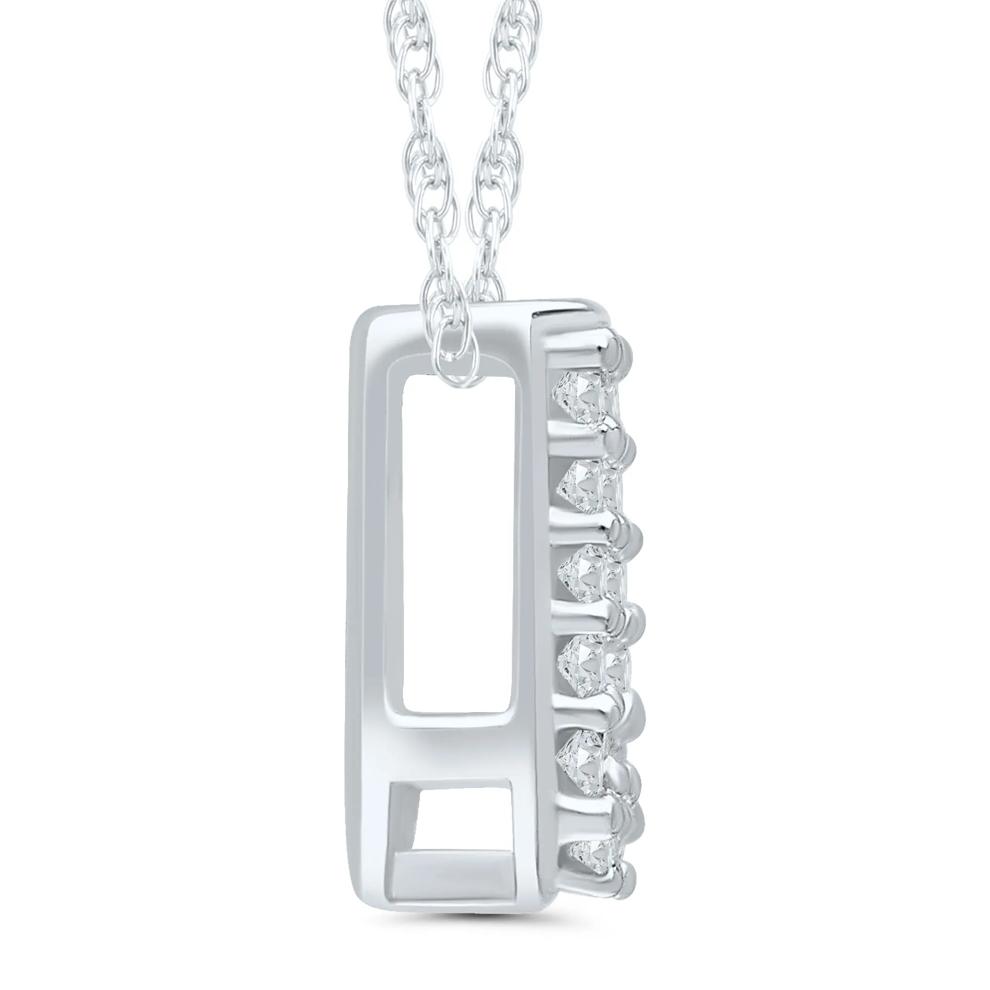 Diamond Accent Initial U Pendant in 10K White Gold – Image 2 of 3