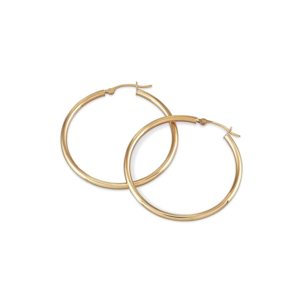 Polished Hoop Earrings in 14K Yellow Gold, 35mm – Image 2 of 3