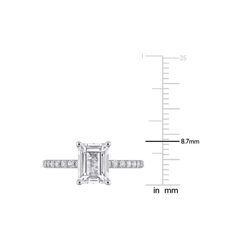 Emerald-Cut Lab Created White Sapphire Ring in 10K White Gold – Image 4 of 6