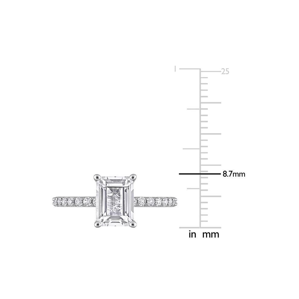 Emerald-Cut Lab Created White Sapphire Ring in 10K White Gold – Image 4 of 6