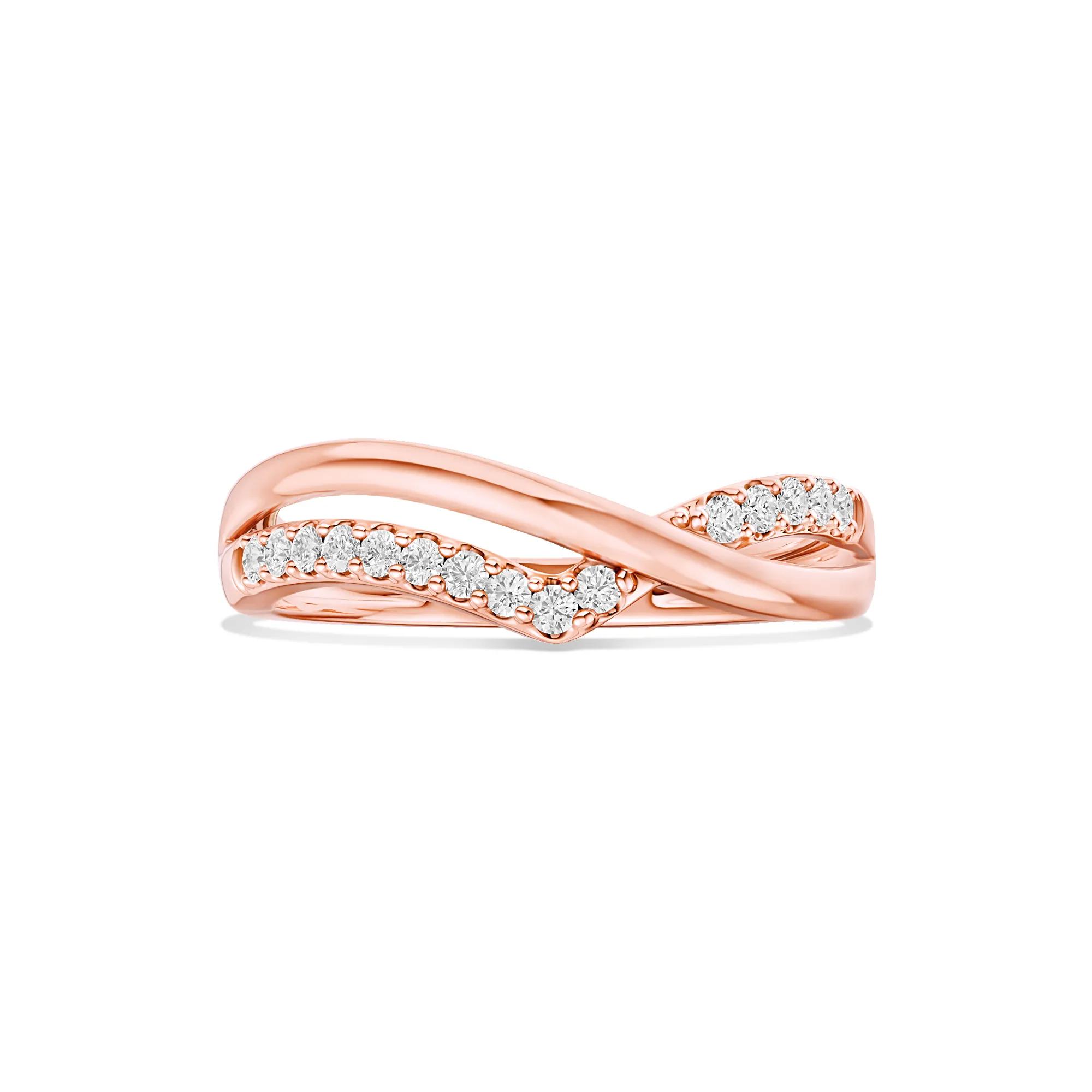 Diamond Crossover Contour Ring in 14K Rose Gold