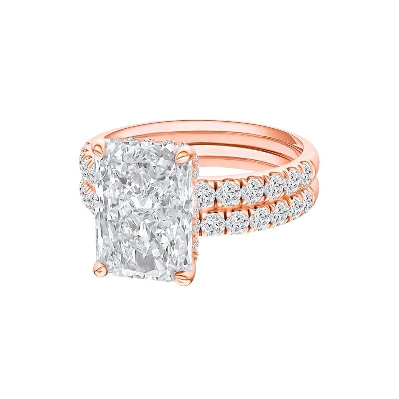 Lab Grown Diamond Radiant-Cut Bridal Set in 14K Rose Gold (5 ct. tw.) – Image 5 of 5