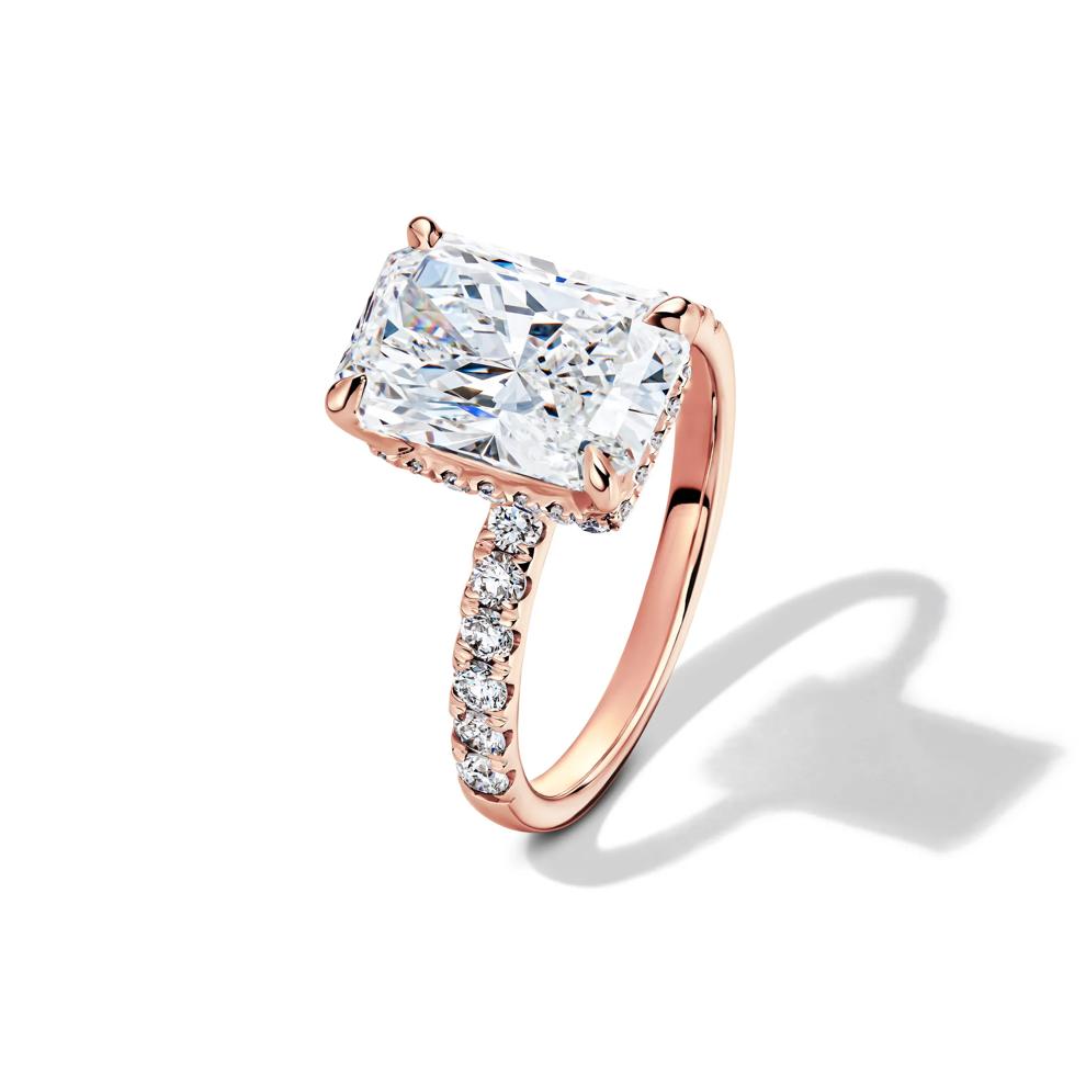 Lab Grown Diamond Radiant-Cut Bridal Set in 14K Rose Gold (5 ct. tw.) – Image 5 of 6
