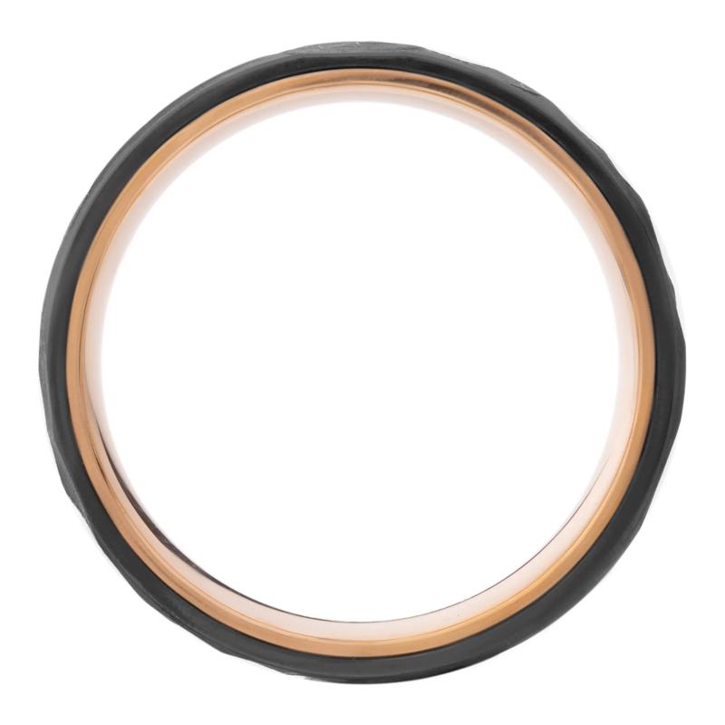 Men&rsquo;s Black Zirconium &amp; 14K Rose Gold Wedding Band, 8MM – Image 2 of 3