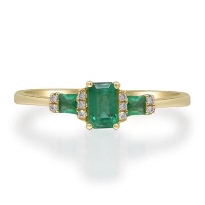 Emerald & Diamond Accent Ring in 10K Yellow Gold
