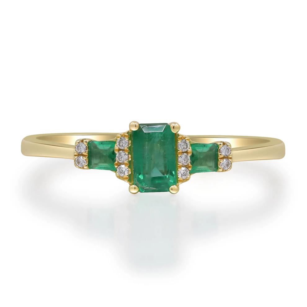 Emerald &amp; Diamond Accent Ring in 10K Yellow Gold – Image 5 of 5