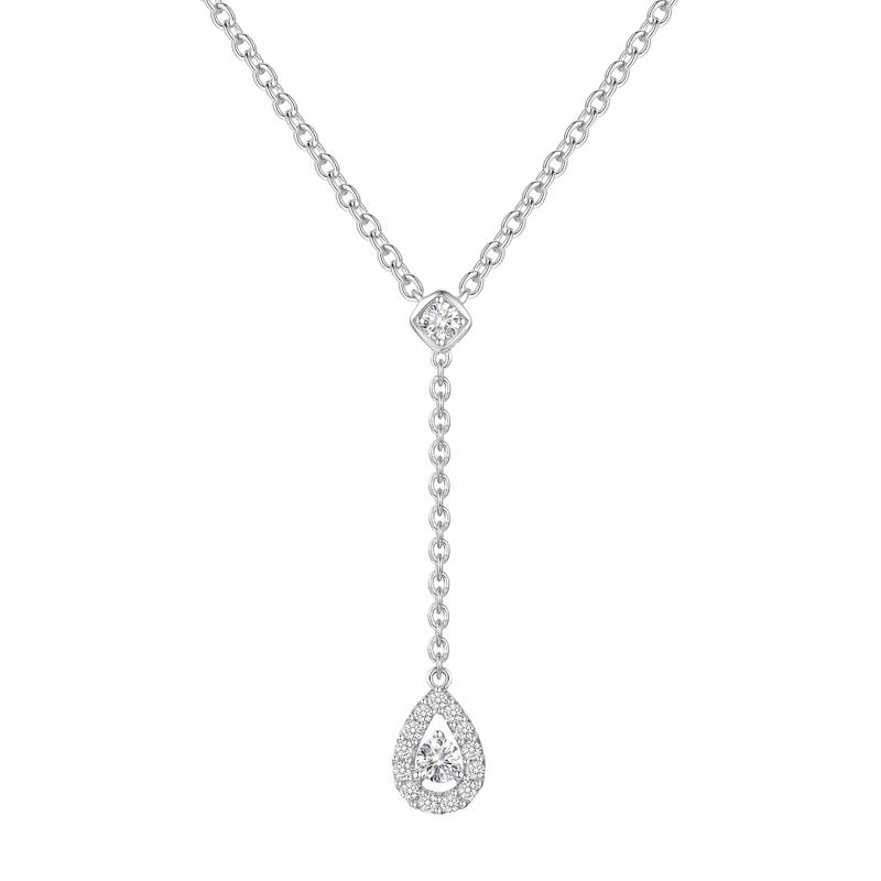 Pear-Shaped Diamond Lariat Necklace in Sterling Silver &#40;1/7 ct. tw.&#41; – Image 1 of 3