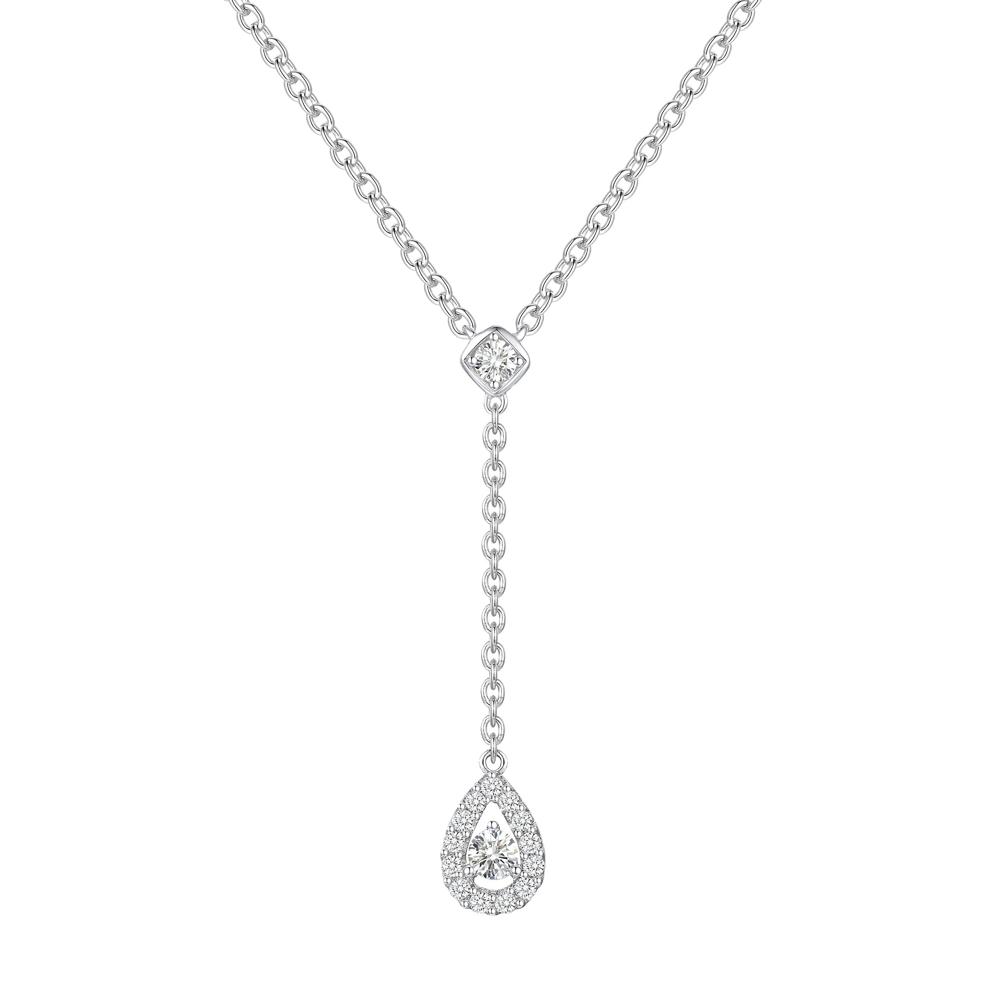 Pear-Shaped Diamond Lariat Necklace in Sterling Silver (1/7 ct. tw.) – Image 1 of 3