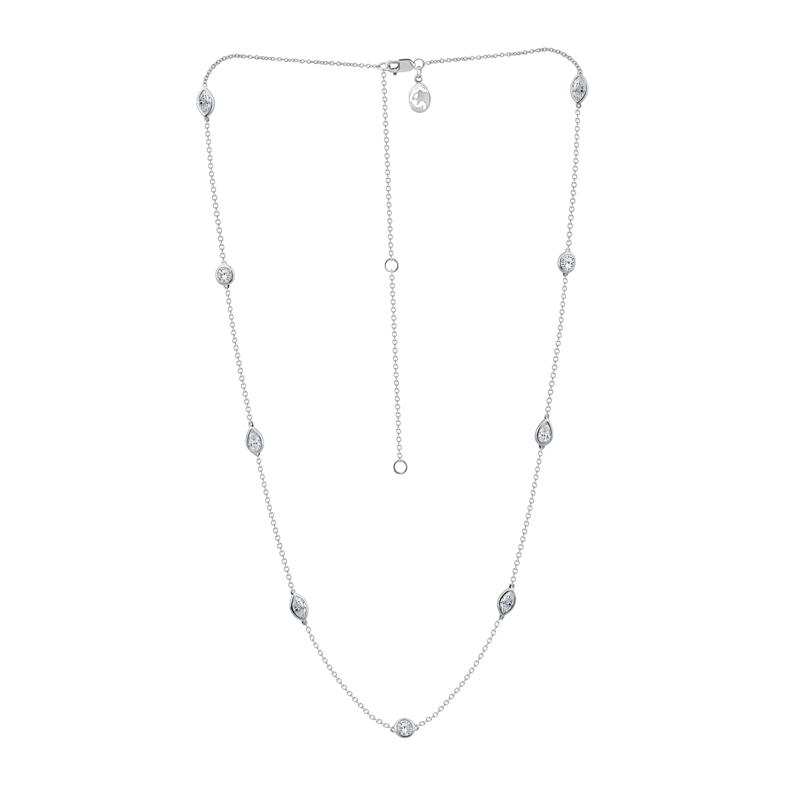 Lab Grown Diamond Mixed Cut Station Necklace in 14K White Gold &#40;2 ct. tw.&#41; – Image 1 of 2