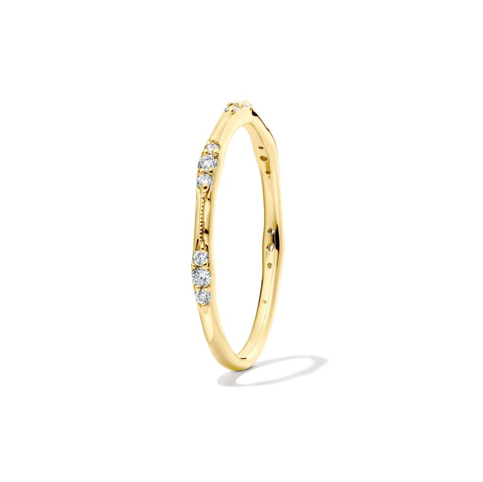 Lab Grown Diamond Milgrain Stack Band in 10K Yellow Gold (1/7 ct. tw.) – Image 3 of 4