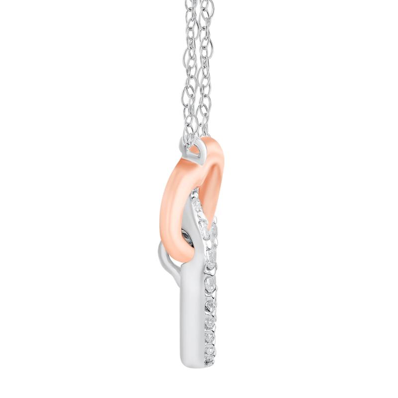 Diamond Double Heart Pendant in 14K White and Rose Gold &#40;1/10 ct. tw.&#41; – Image 2 of 3