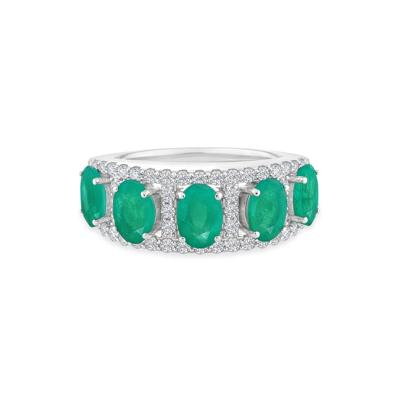 Emerald & Diamond Half Eternity Band in 10K White Gold (1/2 ct. tw.)