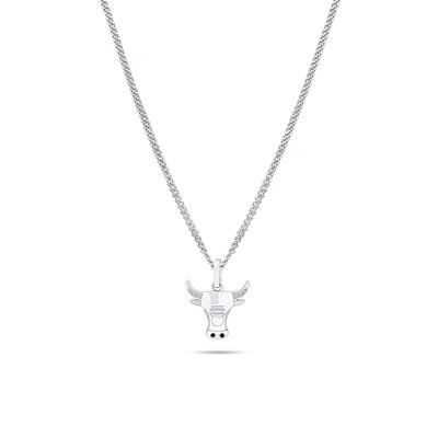Black & White Diamond Accent Longhorn Pendant Necklace in Sterling Silver
