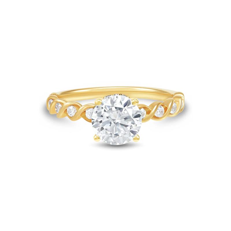 Round Lab Grown Diamond Twist Shank Engagement Ring in 14K Yellow Gold &#40;1 3/4 ct. tw.&#41; – Image 1 of 3