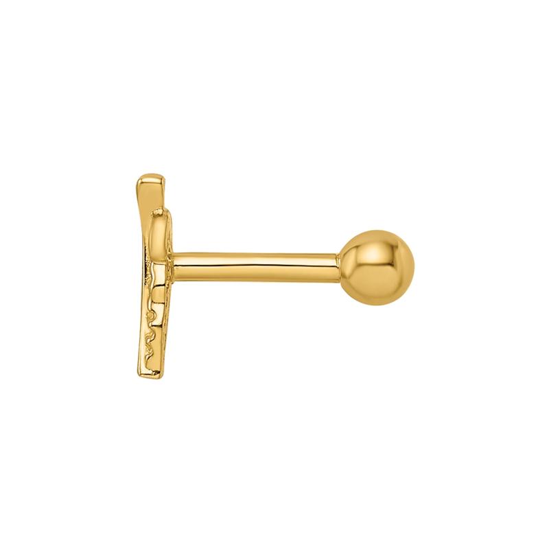 Cartilage-Friendly Leaf Labret Stud in 14K Yellow Gold, 16 Gauge – Image 2 of 3