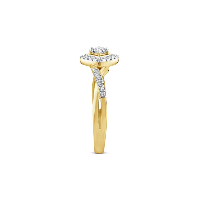 Diamond Halo Promise Ring in 10K Yellow Gold (1/3 ct. tw.) – Image 3 of 3