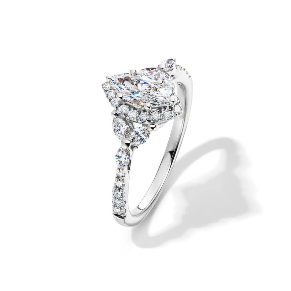 1 ct. tw. Marquise-Shaped Halo Diamond Engagement Ring in 14K White Gold – Image 4 of 4