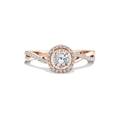Lab Grown Diamond Round Illusion Promise Ring in 10K Rose Gold (1/2 ct. tw.)