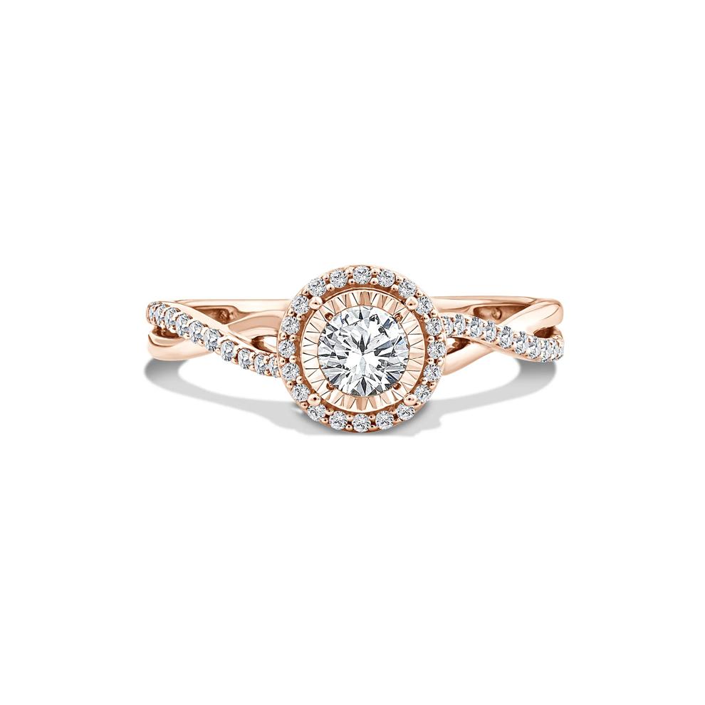 Lab Grown Diamond Round Illusion Promise Ring in 10K Rose Gold (1/2 ct. tw.) – Image 1 of 4