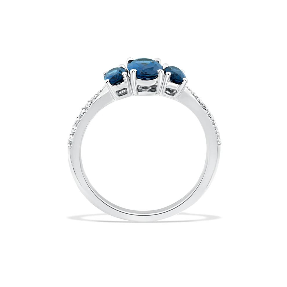 London Blue Topaz Three-Stone &amp; Diamond Engagement Ring in 10K White Gold (1/10 ct. tw.) – Image 2 of 4