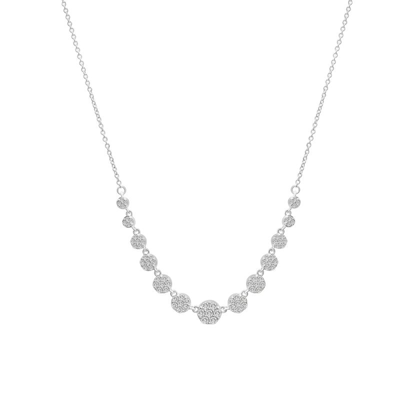 Diamond Graduated Cluster Necklace in 10K White Gold &#40;1/2 ct. tw.&#41; – Image 1 of 3