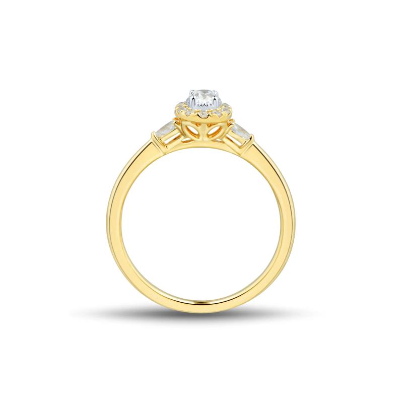 Oval Lab Grown Diamond Ring in 10K Yellow Gold &#40;1/3 ct. tw.&#41; – Image 2 of 3
