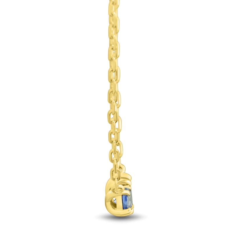 Lab-Created Blue Sapphire Toi et Moi Two-Stone Necklace in 10K Yellow Gold – Image 2 of 4