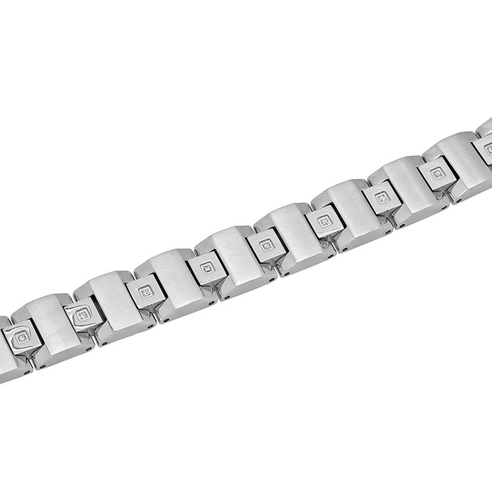 Men's 1/10 ct. tw. Diamond Link Bracelet in Stainless Steel – Image 2 of 3