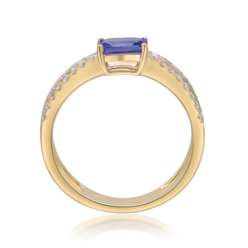 Tanzanite and Diamond Crossover Ring in 10K Yellow Gold (1/4 ct. tw.) – Image 2 of 5