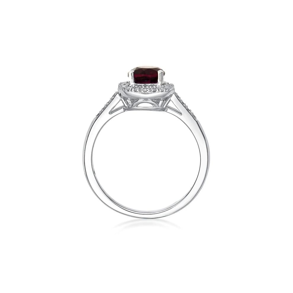 Garnet &amp; 1/8 ct. tw. Diamond Ring in Sterling Silver – Image 2 of 3