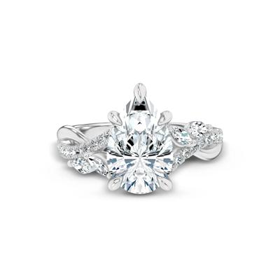 Lab Grown Diamond Pear-Shaped Engagement Ring in 14K White Gold (3 1/2 ct. tw.)
