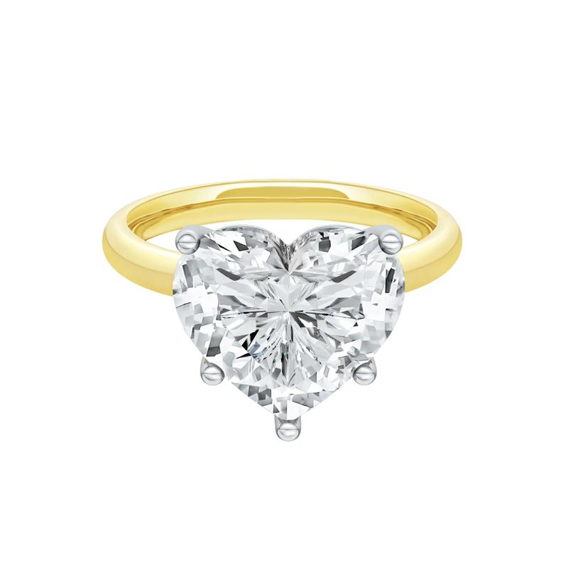 Lab Grown Diamond Heart-Shaped Solitaire Ring in 14K Yellow &amp; White Gold (5 ct.) – Image 1 of 4