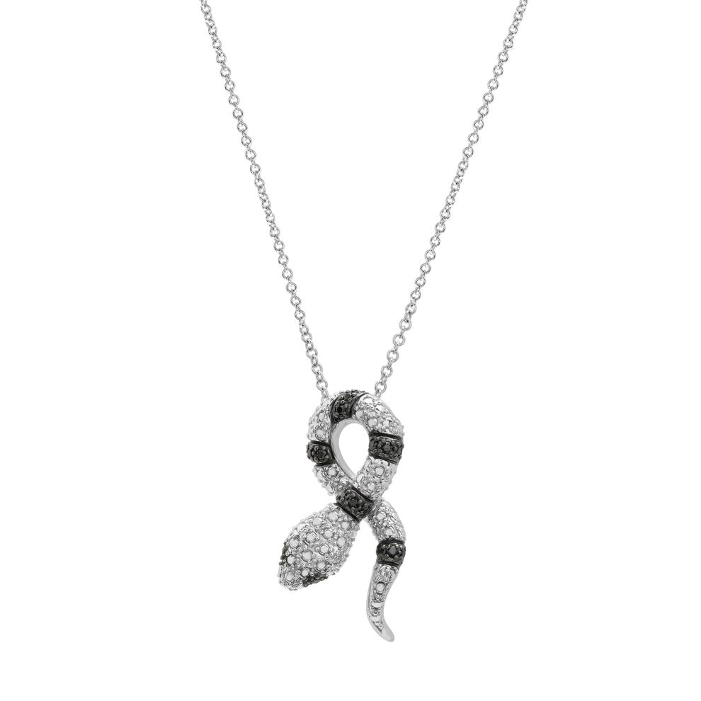 Black Diamond Accent Snake Pendant in Sterling Silver – Image 1 of 4