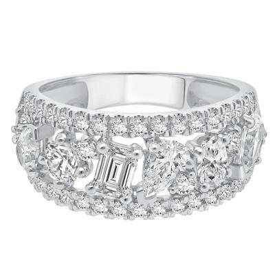 Lab Grown Diamond Three-Row Mixed Cut Band Ring in 14K White Gold (2 ct.tw.)